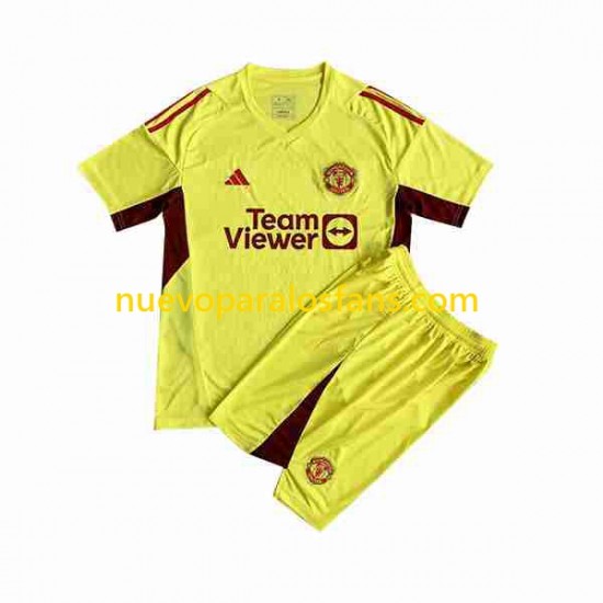 Camiseta de Fútbol Manchester United Portero Niño Exterior 2023-2024 Manga Corta