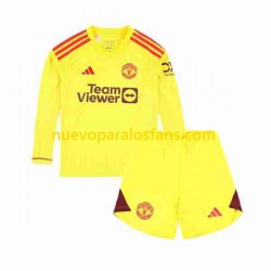 Camiseta de Fútbol Manchester United Portero Niño Casa 2023-2024 Manga Larga