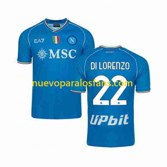 Camiseta de Fútbol Napoli DI LORENZO 22 Hombre Casa 2023-2024 Manga Corta