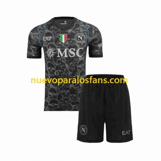Camiseta de Fútbol Napoli Halloween Niño Casa 2023-2024 Manga Corta