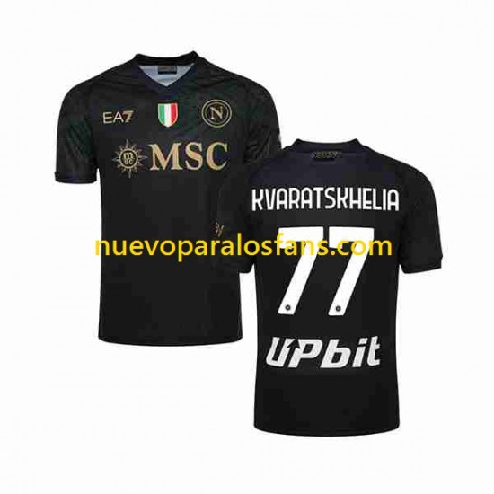 Camiseta de Fútbol Napoli KVARATSKHELIA 77 Hombre Tercera 2023-2024 Manga Corta