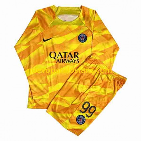 Camiseta de Fútbol Paris Saint-Germain DONNARUMMA 99 Portero Niño Exterior 2023-2024 Manga Larga