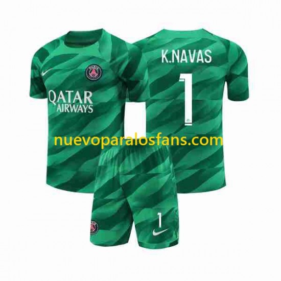 Camiseta de Fútbol Paris Saint-Germain K.NAVAS 1 Portero Niño Casa 2023-2024 Manga Corta