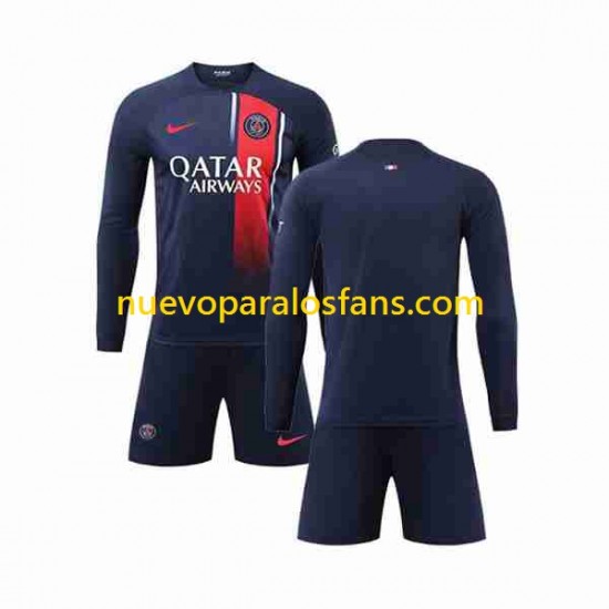 Camiseta de Fútbol Paris Saint-Germain Niño Casa 2023-2024 Manga Larga