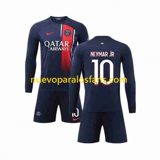 Camiseta de Fútbol Paris Saint-Germain Neymar Jr 10 Niño Casa 2023-2024 Manga Larga