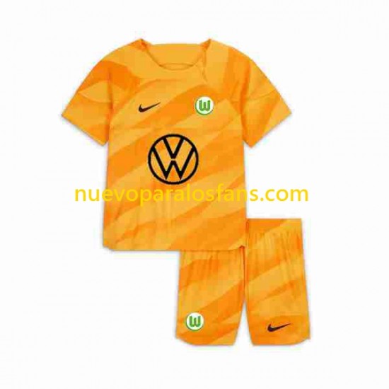 Camiseta de Fútbol VfL Wolfsburg Portero Niño Casa 2023-2024 Manga Corta