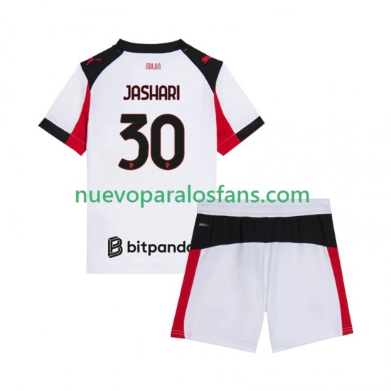 Camiseta de Fútbol AC Milan Ardon Jashari 30 Niño Exterior 2025-2026 Manga Corta
