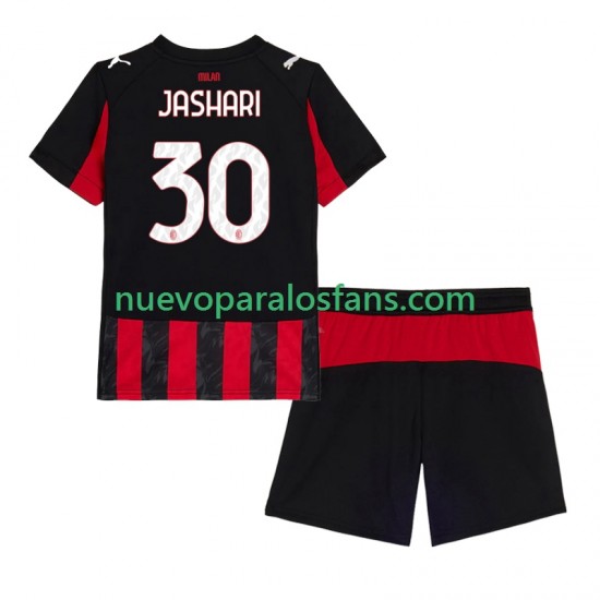 Camiseta de Fútbol AC Milan Ardon Jashari 30 Niño Casa 2025-2026 Manga Corta
