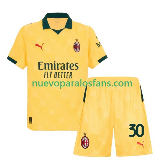 Camiseta de Fútbol AC Milan Ardon Jashari 30 Niño Tercera 2025-2026 Manga Corta