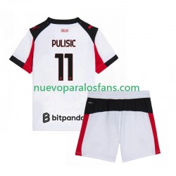 Camiseta de Fútbol AC Milan Christian Pulisic 11 Niño Exterior 2025-2026 Manga Corta
