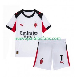 Camiseta de Fútbol AC Milan Christian Pulisic 11 Niño Exterior 2025-2026 Manga Corta