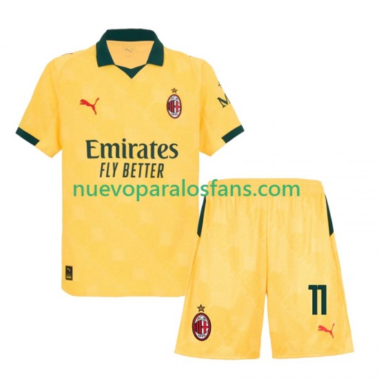 Camiseta de Fútbol AC Milan Christian Pulisic 11 Niño Tercera 2025-2026 Manga Corta