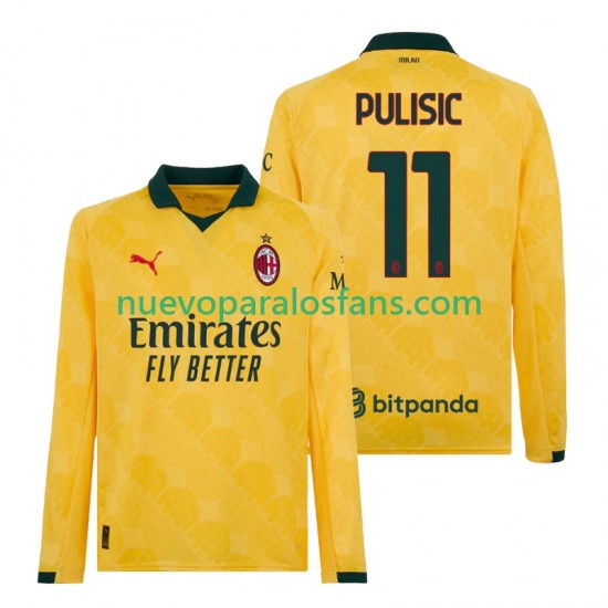 Camiseta de Fútbol AC Milan Christian Pulisic 11 Hombre Tercera 2025-2026 Manga Larga