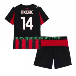 Camiseta de Fútbol AC Milan Modrić Luca 14 Niño Casa 2025-2026 Manga Corta