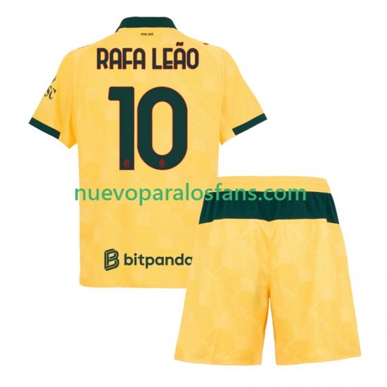 Camiseta de Fútbol AC Milan Rafael Leao 10 Niño Tercera 2025-2026 Manga Corta