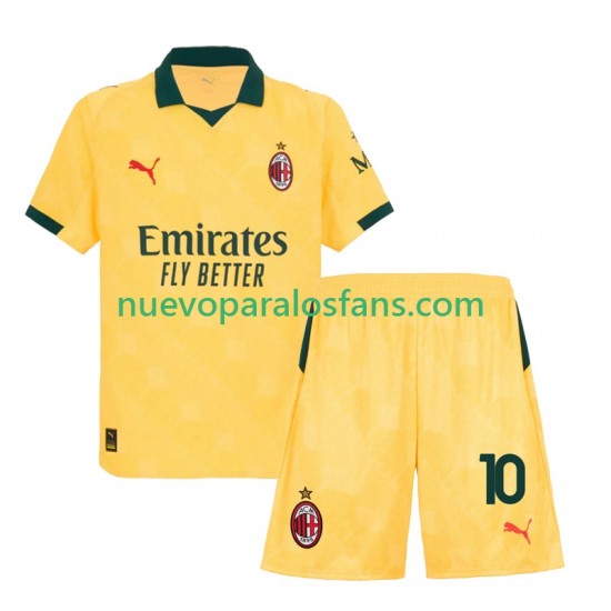 Camiseta de Fútbol AC Milan Rafael Leao 10 Niño Tercera 2025-2026 Manga Corta