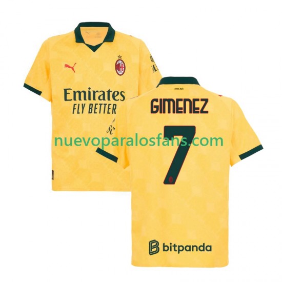 Camiseta de Fútbol AC Milan Santiago Gimenez 7 Hombre Tercera 2025-2026 Manga Corta
