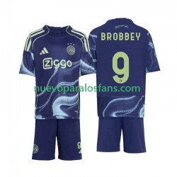 Camiseta de Fútbol AFC Ajax Brian Brobbey 9 Niño Exterior 2025-2026 Manga Corta