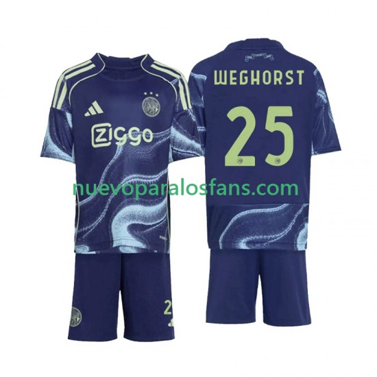 Camiseta de Fútbol AFC Ajax Wout Weghorst 25 Niño Exterior 2025-2026 Manga Corta