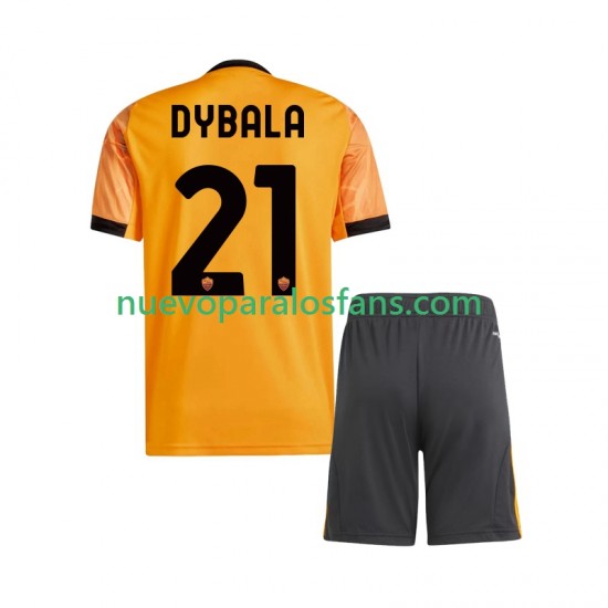 Camiseta de Fútbol AS Roma Dybala 21 Niño Exterior 2025-2026 Manga Corta