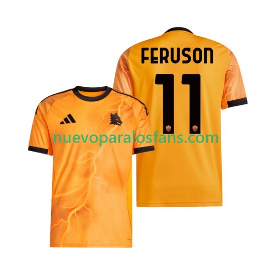Camiseta de Fútbol AS Roma Evan Ferguson 11 Hombre Exterior 2025-2026 Manga Corta