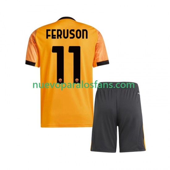 Camiseta de Fútbol AS Roma Evan Ferguson 11 Niño Exterior 2025-2026 Manga Corta