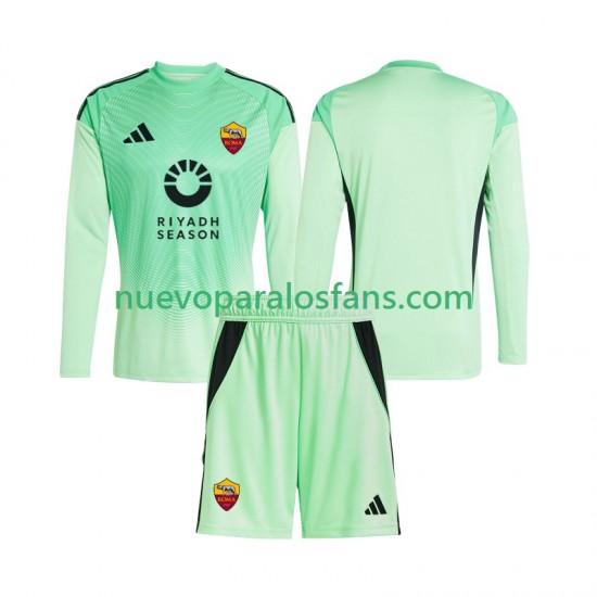 Camiseta de Fútbol AS Roma Portero Niño Exterior Cuarto 2025-2026 Manga Larga