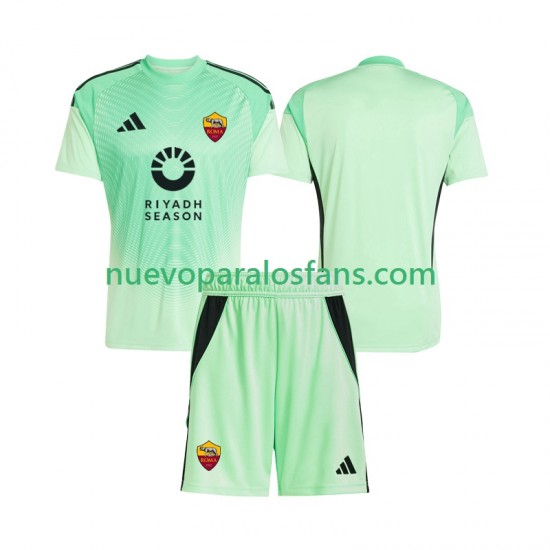 Camiseta de Fútbol AS Roma Portero Niño Exterior Cuarto 2025-2026 Manga Corta