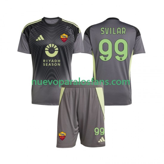 Camiseta de Fútbol AS Roma Mile Svilar 99 Portero Niño Casa 2025-2026 Manga Corta