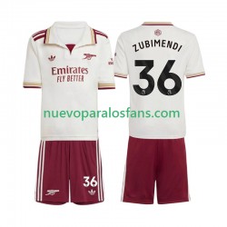 Camiseta de Fútbol Arsenal Martin Zubimendi 36 Niño Tercera 2025-2026 Manga Corta