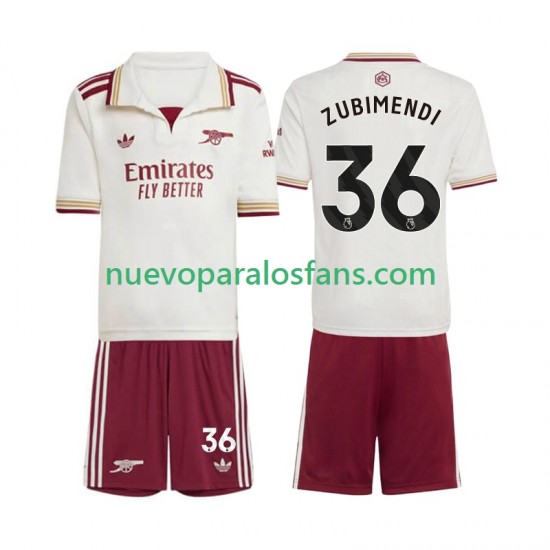 Camiseta de Fútbol Arsenal Martin Zubimendi 36 Niño Tercera 2025-2026 Manga Corta