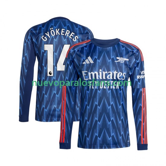 Camiseta de Fútbol Arsenal Viktor Gyokeres 14 Hombre Exterior 2025-2026 Manga Larga