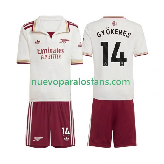 Camiseta de Fútbol Arsenal Viktor Gyokeres 14 Niño Tercera 2025-2026 Manga Corta