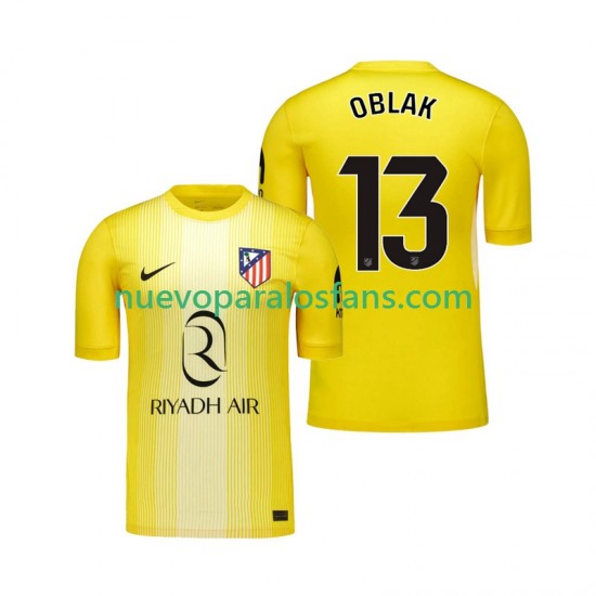 Camiseta de Fútbol Atlético Madrid Jan Oblak 13 Portero Hombre Casa 2025-2026 Manga Corta