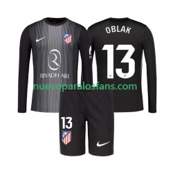 Camiseta de Fútbol Atlético Madrid Jan Oblak 13 Portero Niño Exterior 2025-2026 Manga Larga