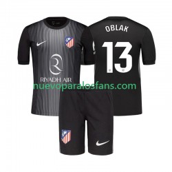 Camiseta de Fútbol Atlético Madrid Jan Oblak 13 Portero Niño Exterior 2025-2026 Manga Corta