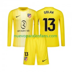 Camiseta de Fútbol Atlético Madrid Jan Oblak 13 Portero Niño Casa 2025-2026 Manga Larga