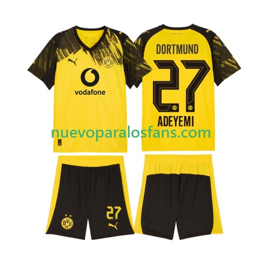 Camiseta de Fútbol Borussia Dortmund Karim Adeyemi 27 Niño Casa 2025-2026 Manga Corta