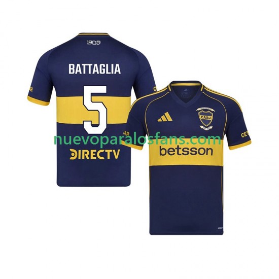 Camiseta de Fútbol CA Boca Juniors Rodrigo Battaglia 5 Hombre Casa 2025-2026 Manga Corta