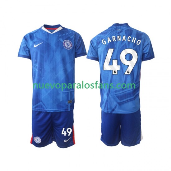 Camiseta de Fútbol Chelsea Alejandro Garnacho 49 Niño Casa 2025-2026 Manga Corta