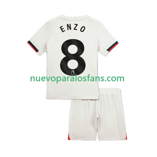 Camiseta de Fútbol Chelsea Enzo Fernandez 8 Niño Exterior 2025-2026 Manga Corta