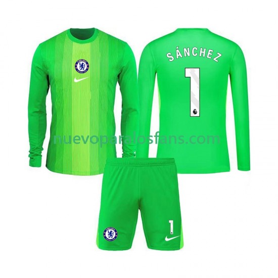 Camiseta de Fútbol Chelsea Robert Sanchez 1 Portero Niño Exterior 2025-2026 Manga Larga