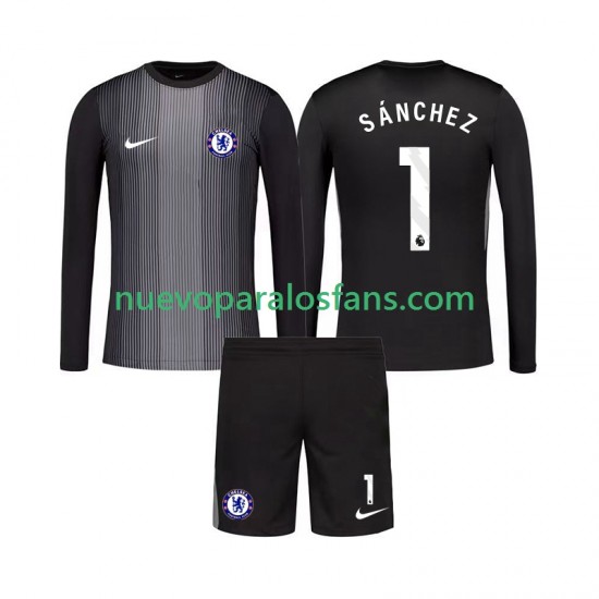 Camiseta de Fútbol Chelsea Robert Sanchez 1 Portero Niño Casa 2025-2026 Manga Larga