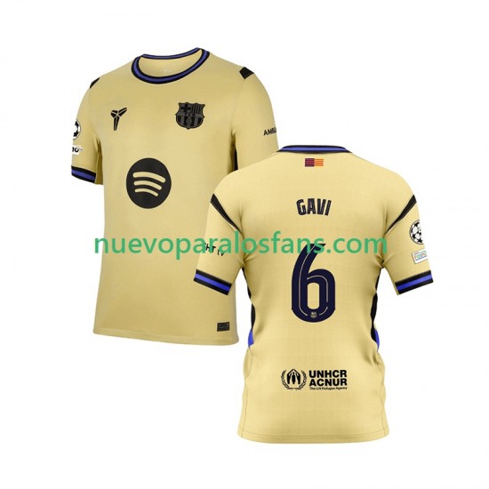 Camiseta de Fútbol FC Barcelona Gavi 6 Champions League Hombre Exterior 2025-2026 Manga Corta