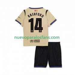 Camiseta de Fútbol FC Barcelona Marcus Rashford 14 UCL Niño Exterior 2025-2026 Manga Corta
