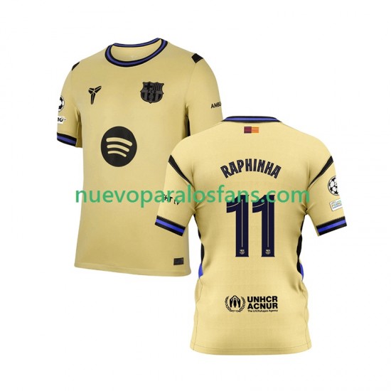 Camiseta de Fútbol FC Barcelona Raphinha 11 Champions League Hombre Exterior 2025-2026 Manga Corta