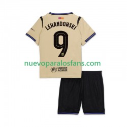 Camiseta de Fútbol FC Barcelona Robert Lewandowski 9 UCL Niño Exterior 2025-2026 Manga Corta