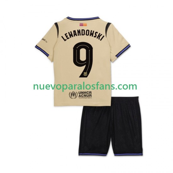Camiseta de Fútbol FC Barcelona Robert Lewandowski 9 UCL Niño Exterior 2025-2026 Manga Corta