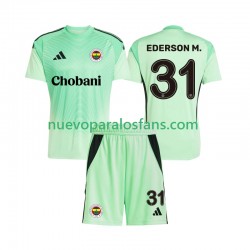 Camiseta de Fútbol Fenerbahce Ederson Moraes 31 Portero Niño Exterior 2025-2026 Manga Corta