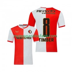 Camiseta de Fútbol Feyenoord Rotterdam Quinten Timber 8 Hombre Casa 2025-2026 Manga Corta
